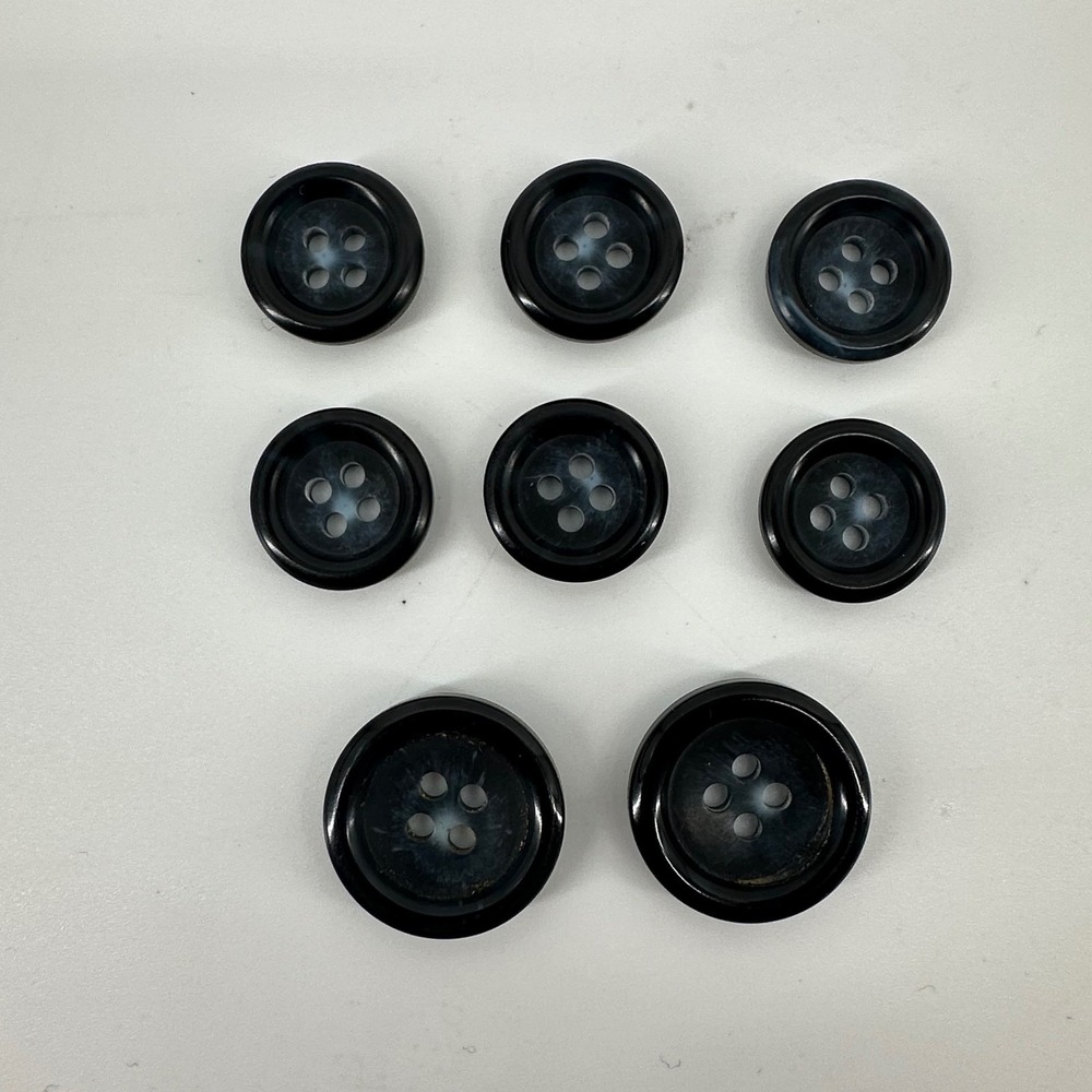 Canali Replacement Buttons Suit Coat Unisex 8 Pack Black/Dark Blue  Marbled